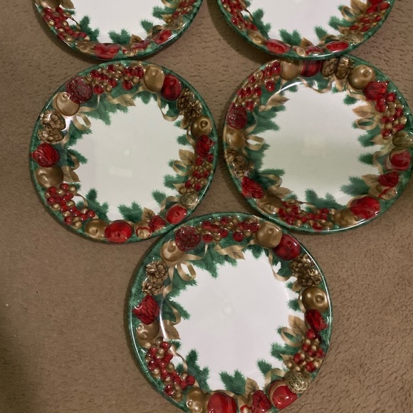 Vintage Set Of 9 Melamine 15”x15”Festive Holiday Large Round Serving 3D Platters - Picture 6 of 15